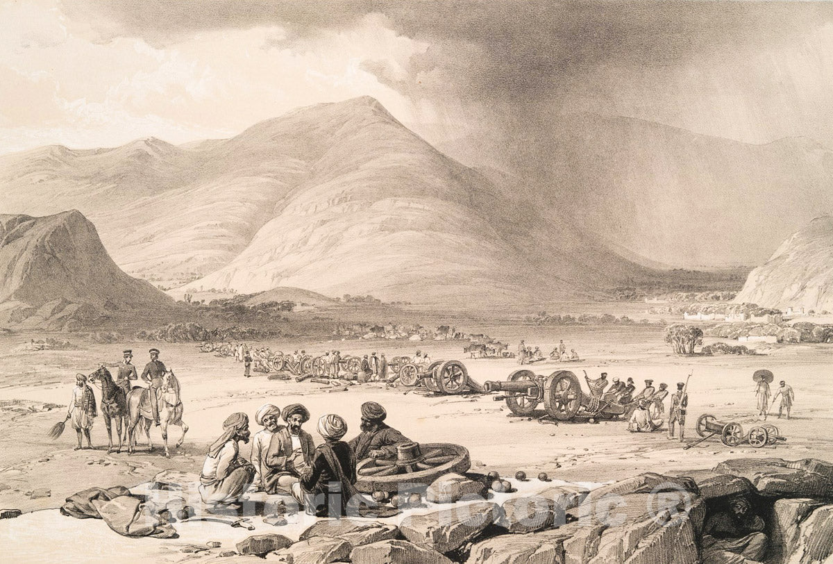Art Print : 1842, The Village of Urghundee. - Vintage Wall Art