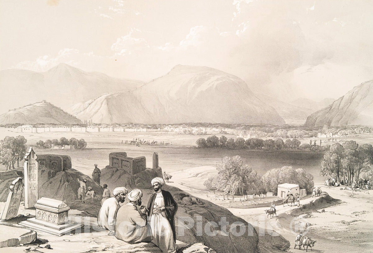Art Print : 1842, Caubul, from a Burying Ground on The Mountain Ridge, North-East of The City. - Vintage Wall Art