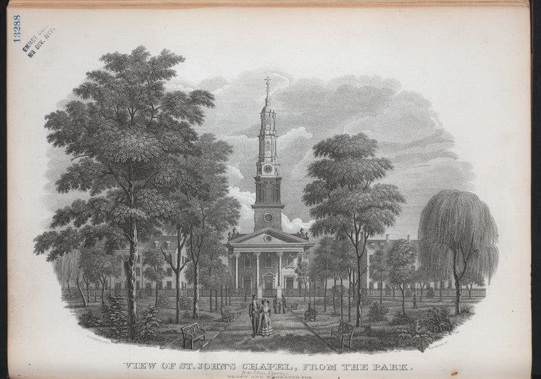 Art Print : View of The St. John's Chapel, from The Park. - Vintage Wall Art