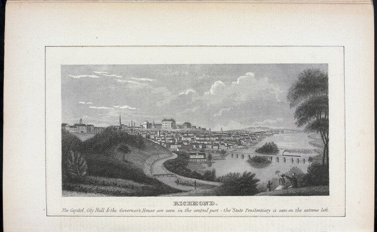 Art Print : 1880, Richmond. (The Capitol, City Hall and The Governor's House are seen in The Central Part. The State Penitentiary is seen on The Extreme Left.) - Vintage Wall Art