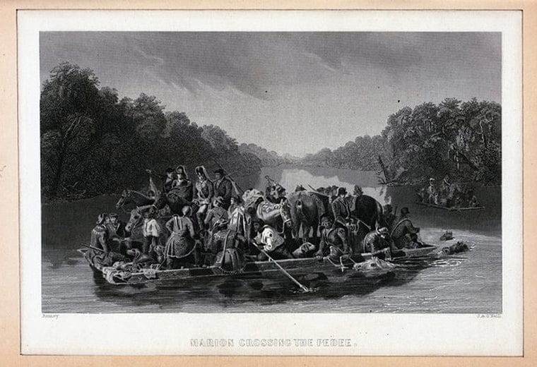 Art Print : Marion Crossing The Pedee. - Vintage Wall Art V2