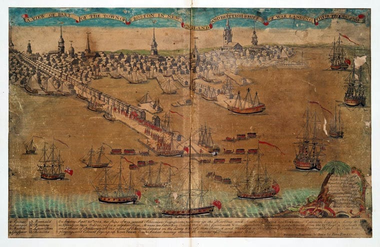 Art Print : A View of Part of The Town of Boston in New England and Brittish - Vintage Wall Art