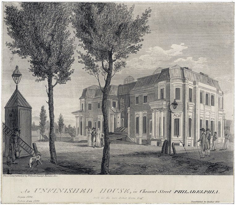 Art Print : 1841, an Unfinished House, in Chestnut Street, Philadelphia, Built for The Late Robert Morris Esqr. - Vintage Wall Art