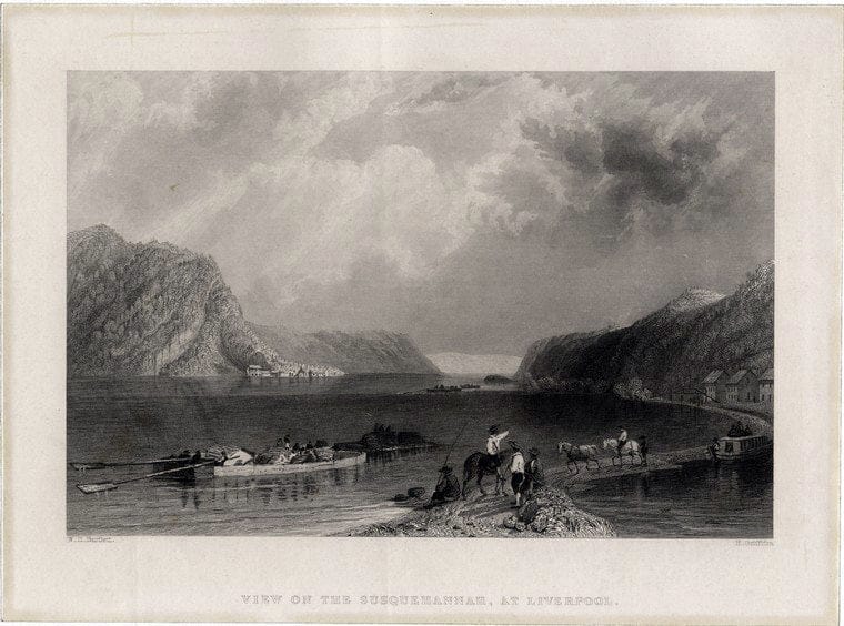 Art Print : 1839, View on The Susquehannah, at Liverpool. - Vintage Wall Art