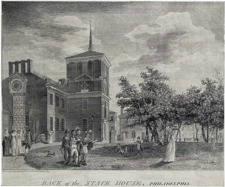 Art Print : 1800, Back of The State House, Philadelphia. - Vintage Wall Art