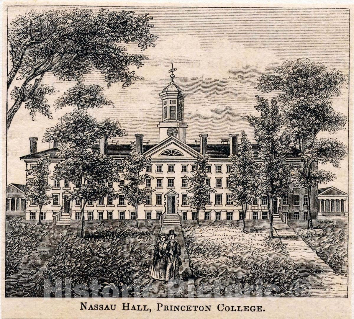 Art Print : Nassau Hall, Princeton College. - Vintage Wall Art