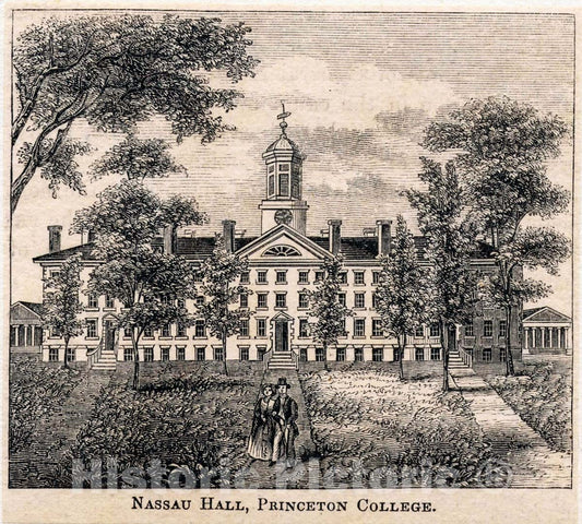 Art Print : Nassau Hall, Princeton College. - Vintage Wall Art