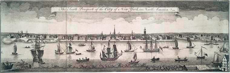 Art Print : The South Prospect of The City of New York in North America. - Vintage Wall Art