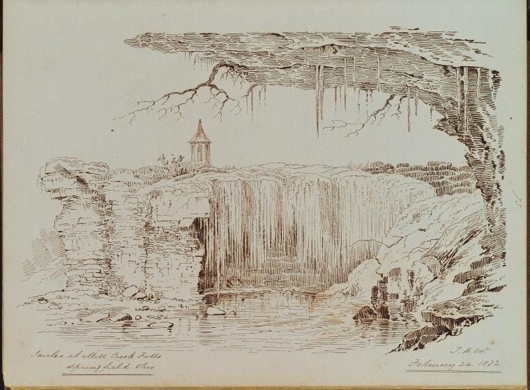 Art Print : Court House Springfield Ohio Form [Warder's] Hotel, 1832 - Vintage Wall Art