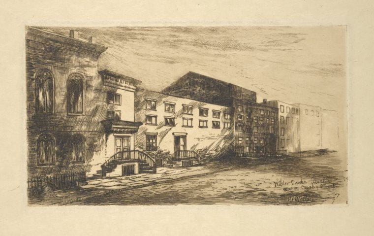 Art Print : Niblo's Garden Theater, Rear on Crosby Street, 1836 - Vintage Wall Art