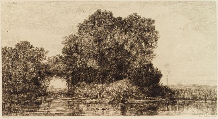 Art Print : Le lavoir du Moulin a Montgeron (2nd State), 1857-1870 - Vintage Wall Art