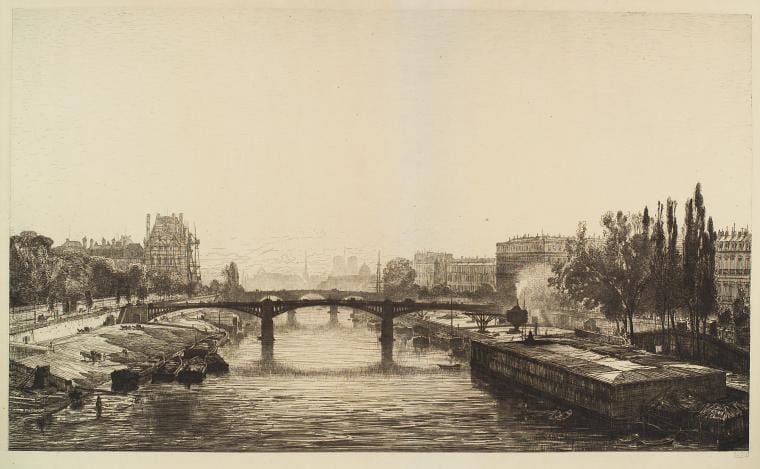Art Print : Paris, vue Prise du Pont de la Concorde (3rd State), 1866 - Vintage Wall Art