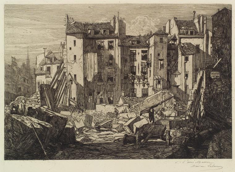 Art Print : Demolitions Pour le piercement de la Rue des AColes, 1862 - Vintage Wall Art