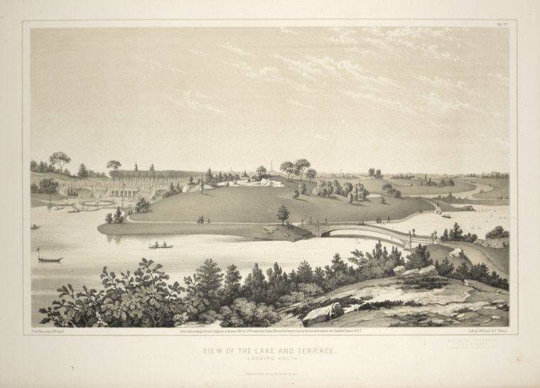 Art Print : View of The Lake and Terrace Looking South [from Central Park Album], 1836 - Vintage Wall Art