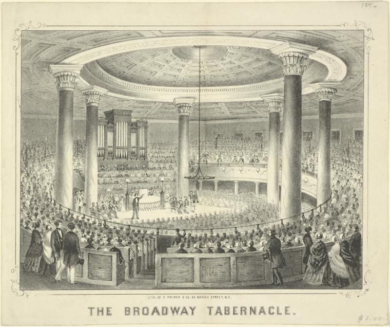Art Print : The Broadway Tabernacle, 1836 - Vintage Wall Art