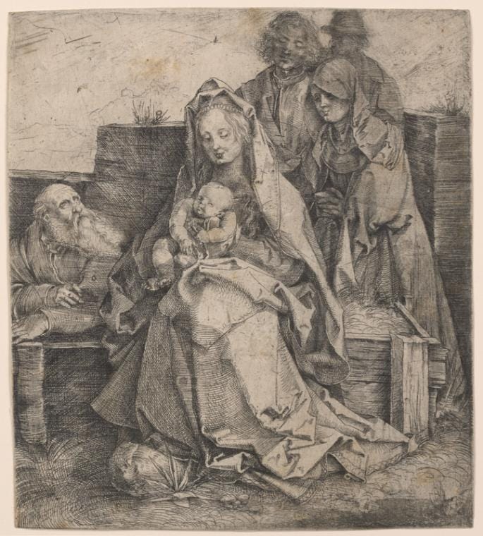 Art Print : The Holy Family with St. John, The Magdalen, and Nicodemus, 1512 - Vintage Wall Art