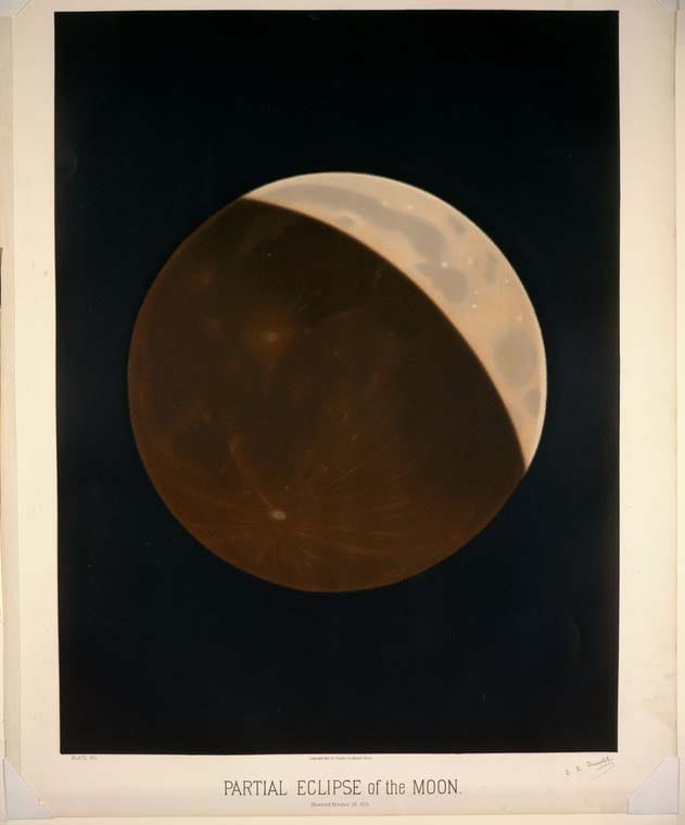 Art Print : Partial Eclipse of The Moon. Observed October 24, 1874, 1881 - Vintage Wall Art