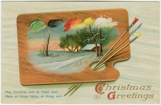 Art Print : Christmas Greeting, Vintage Wall Art