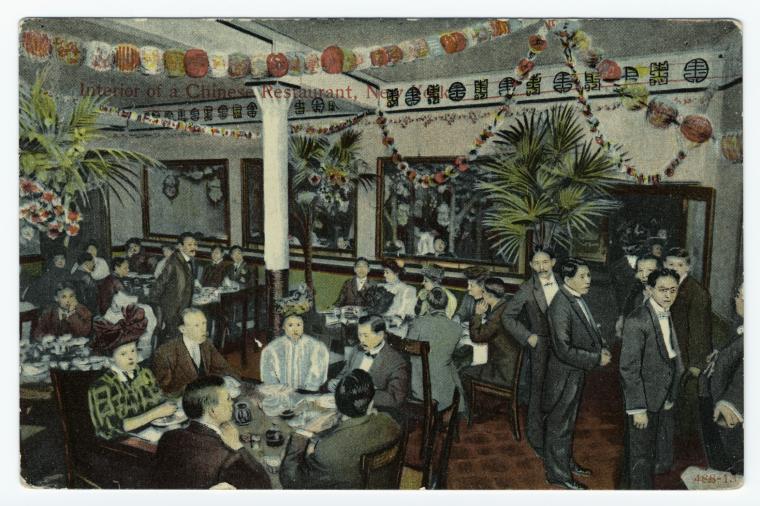 Art Print : Interior of a Chinese Restaurant, New York, 1907 - Vintage Wall Art
