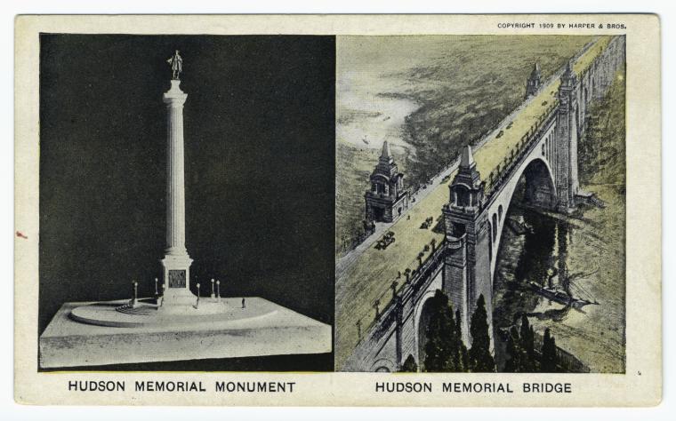 Art Print : Hudson Memorial Monument ; Hudson Memorial Bridge, 1909 - Vintage Wall Art