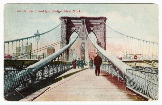 Art Print : The Cables, Brooklyn Bridge, New York, 1910 - Vintage Wall Art