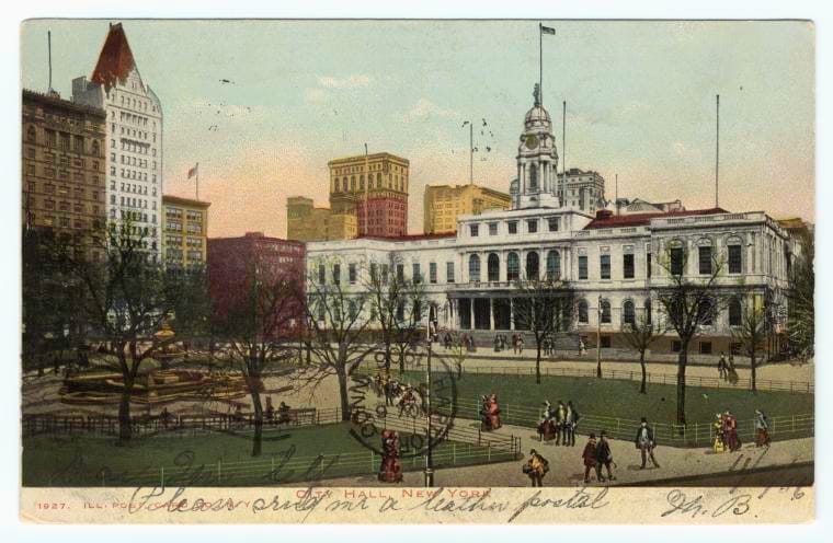 Art Print : City Hall, New York, 1906 - Vintage Wall Art