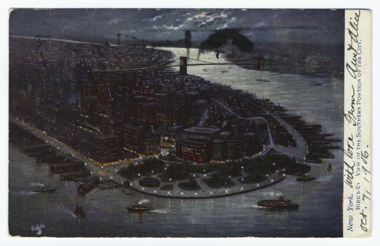 Art Print : New York. Bird's-Eye View of The Southern Portion of The City, 1906 - Vintage Wall Art