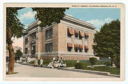 Art Print : Public Library, Flatbush, Brooklyn, N. Y, 1915 - Vintage Wall Art