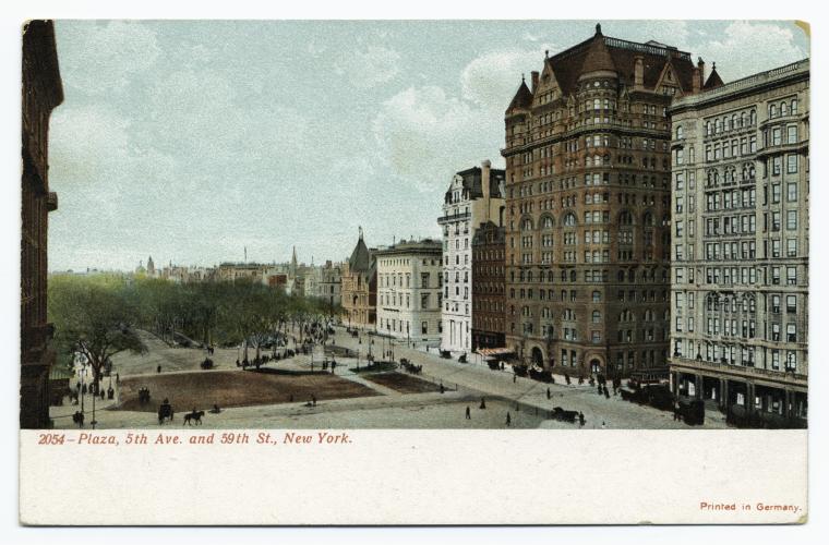 Art Print : Plaza, 5th Ave. and 59th St, New York, 1905 - Vintage Wall Art