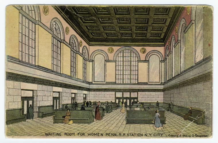 Art Print : Waiting Room for Women Penn. R.R. Station N.Y. City, 1908 - Vintage Wall Art