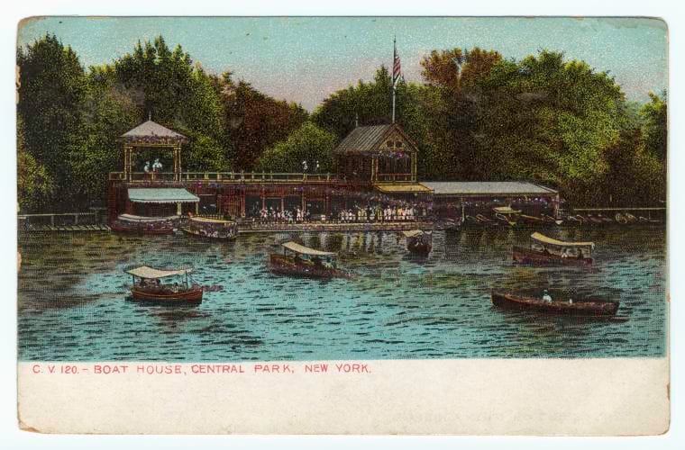 Art Print : Boat House, Central Park, New York, 1901 - Vintage Wall Art