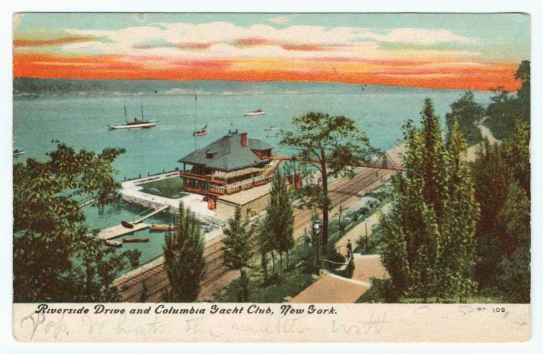 Art Print : Riverside Drive and Columbia Yacht Club, New York, 1902 - Vintage Wall Art