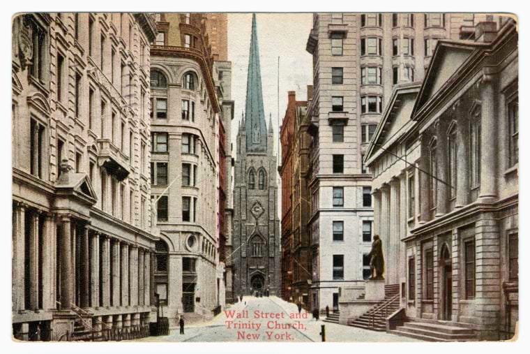Art Print : Wall Street and Trinity Church, New York, 1911 - Vintage Wall Art