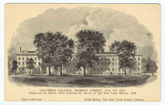 Art Print : Columbia College, Murray Street, 1756 to 1857, 1803 - Vintage Wall Art