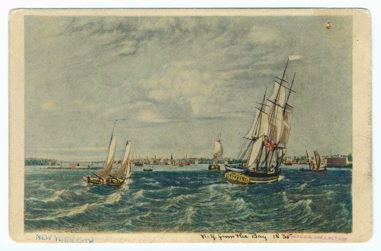 Art Print : New York from The Bay, 1835, 1787 - Vintage Wall Art