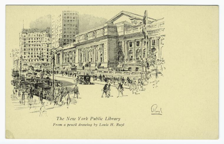 Art Print : The New York Public Library, 1926 - Vintage Wall Art