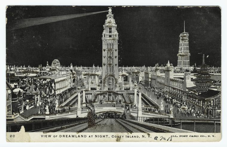 Art Print : View of Dreamland at Night, Coney Island, N. Y, 1905 - Vintage Wall Art