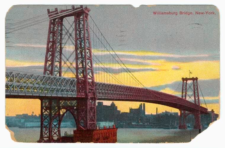 Art Print : Williamsburg Bridge, New-York, 1909 - Vintage Wall Art