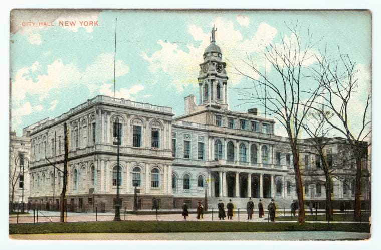 Art Print : City Hall. New York, 1907 - Vintage Wall Art