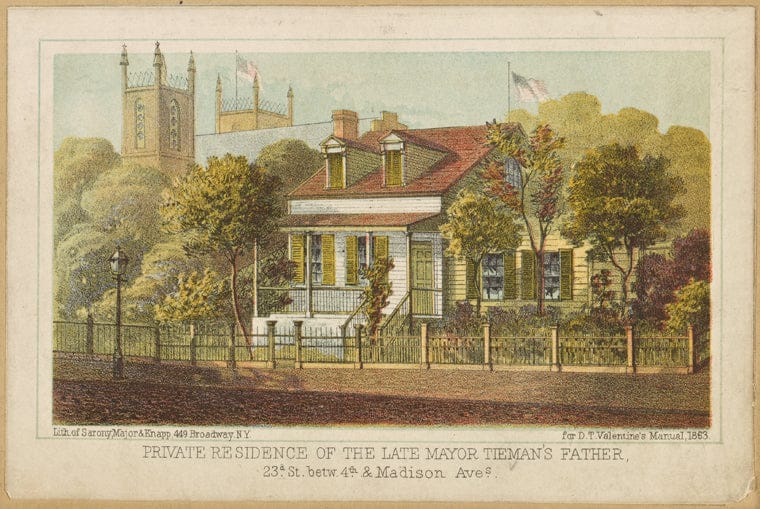 Art Print : Private Residence of The Late Mayor Tieman's Father, 23d St. betw. 4th & Madison Aves, 1863 - Vintage Wall Art