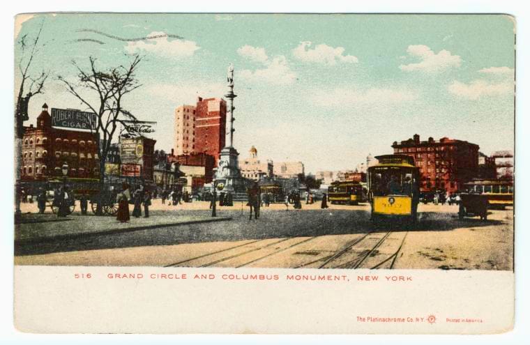 Art Print : Grand Circle and Columbus Monument, New York, 1906 - Vintage Wall Art