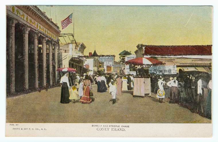 Art Print : Bowery and Steeple Chase. Coney Island, 1901 - Vintage Wall Art