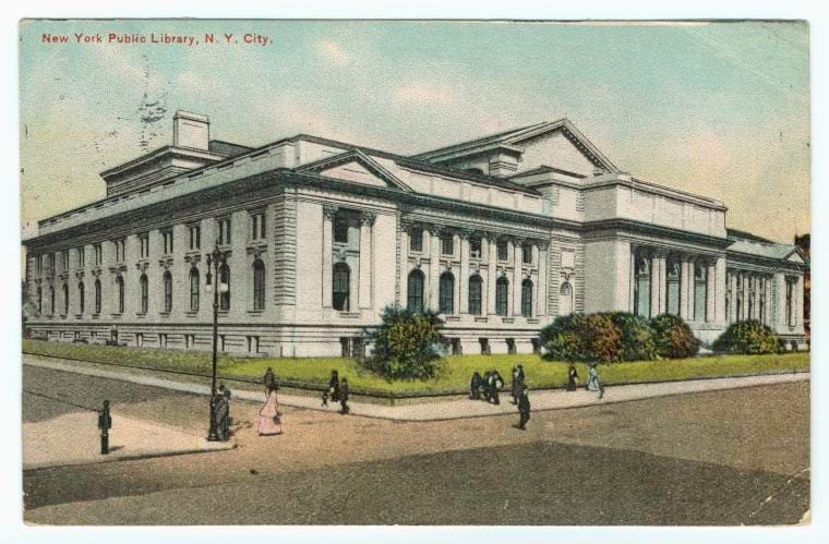 Art Print : New York Public Library, N. Y. City, 1913 - Vintage Wall Art