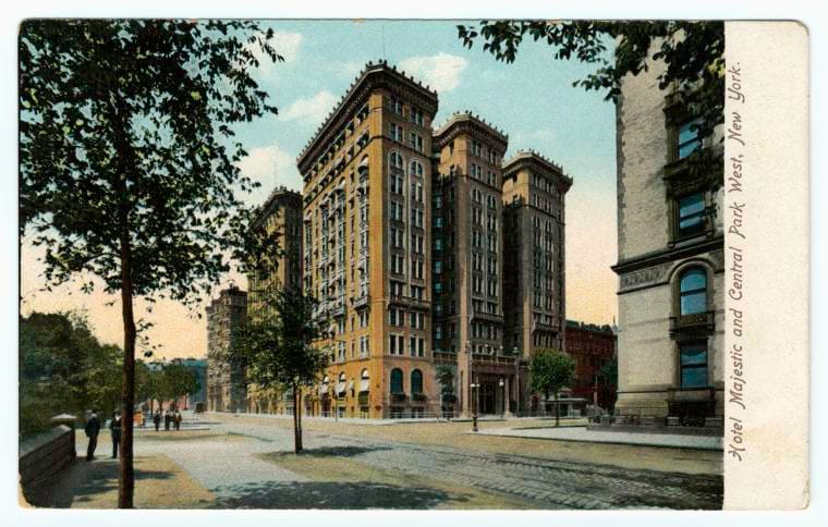 Art Print : Hotel Majestic and Central Park West, New York, 1901 - Vintage Wall Art