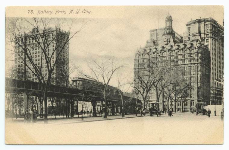 Art Print : Battery Park, N. Y. City, 1901 - Vintage Wall Art