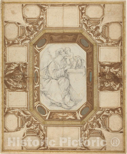 Art Print : Guerra and Viani, Saint Joseph and The Christ Child (Viani's Central Drawing), c. 1587 - Vintage Wall Art