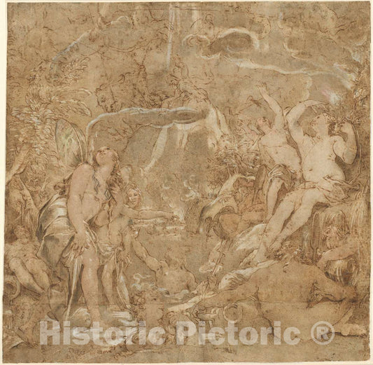 Art Print : Joseph Heintz The Elder, The Daughters of The Po with River Gods, 1591 - Vintage Wall Art
