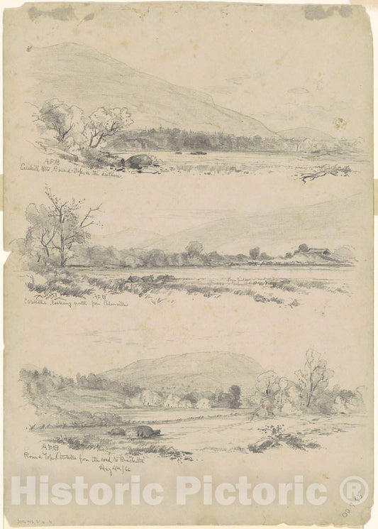 Art Print : Andrew Fisher Bunner, Catskill Mountains, Round-Top in The Distance; Catskills Looking North from Palenville, 1866 - Vintage Wall Art