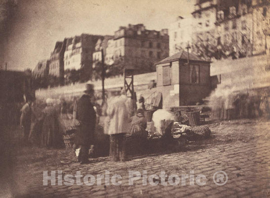 Art Print : Charles NÃ¨gre, Market Scene at The Port of The HÃ´tel de Ville, Paris, Before February 1852 - Vintage Wall Art