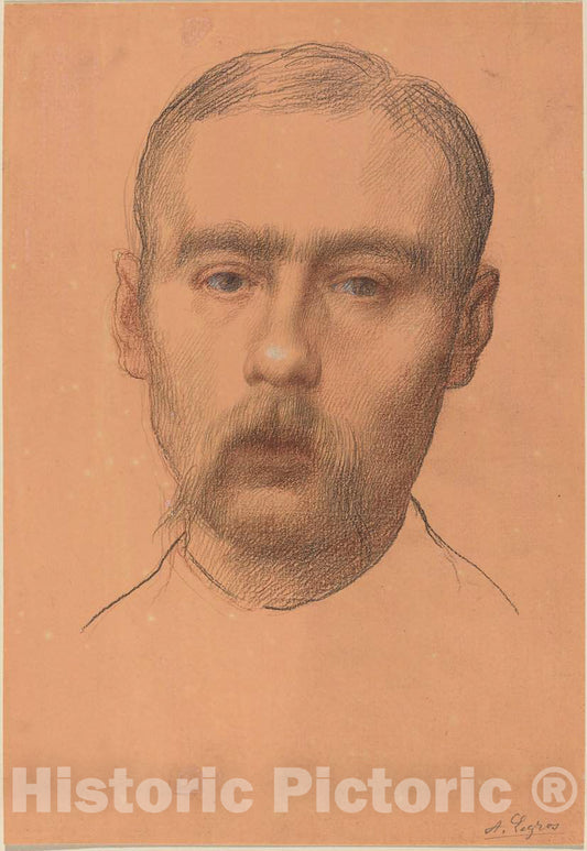 Art Print : Alphonse Legros, Head of a Man (Possible Portrait of Professor E.D. Adams) - Vintage Wall Art